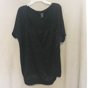 Black lace front top